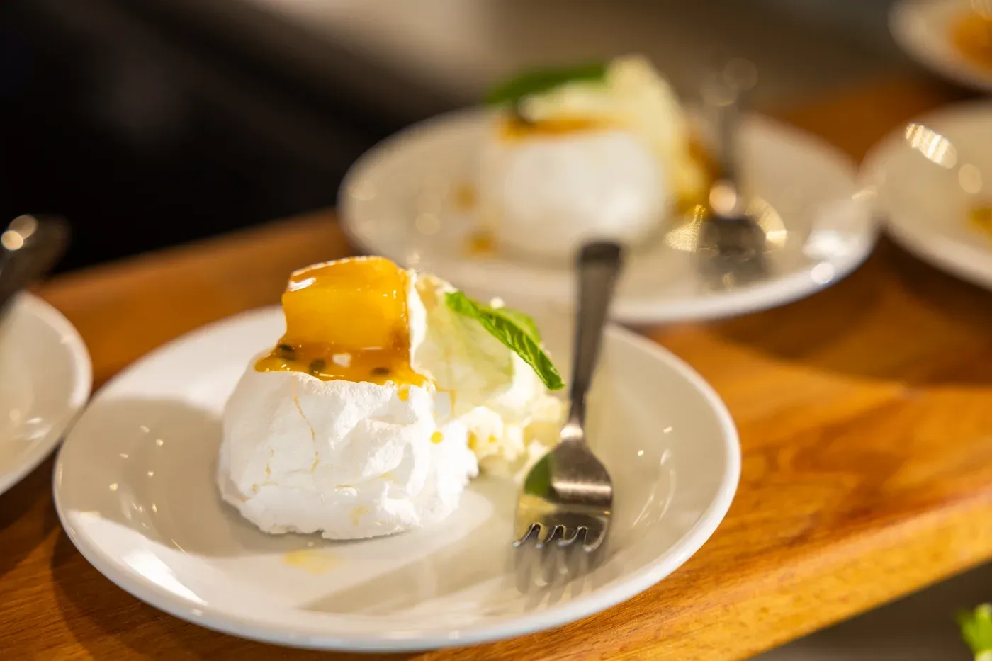 Individual pavlova desserts ready to serve